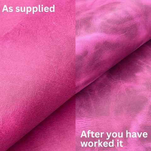 CRAZYHORSE SHOULDER LEATHER 2.0-2.2mm | POP PINK WAXED