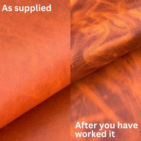 CRAZYHORSE SHOULDER LEATHER 2.0-2.2mm | BURNT ORANGE WAXED